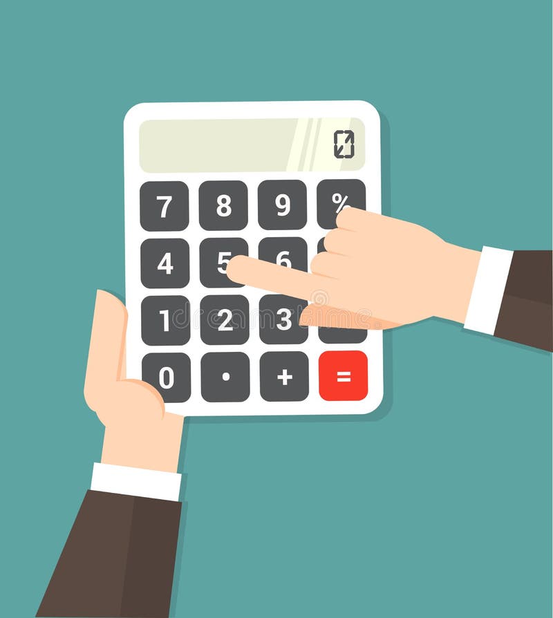 Mão usando uma calculadora ilustração do vetor Mão usando uma calculadora ilustração do vetor