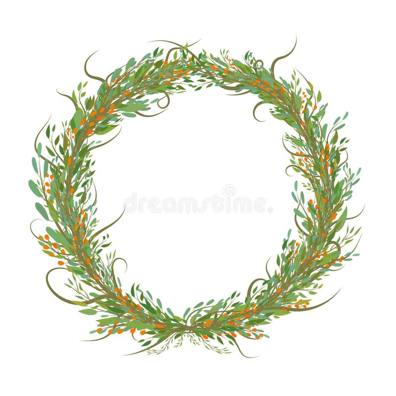 A mão wrtitten o círculo das flores e das folhas ilustração do vetor A mão wrtitten o círculo das flores e das folhas ilustração do vetor