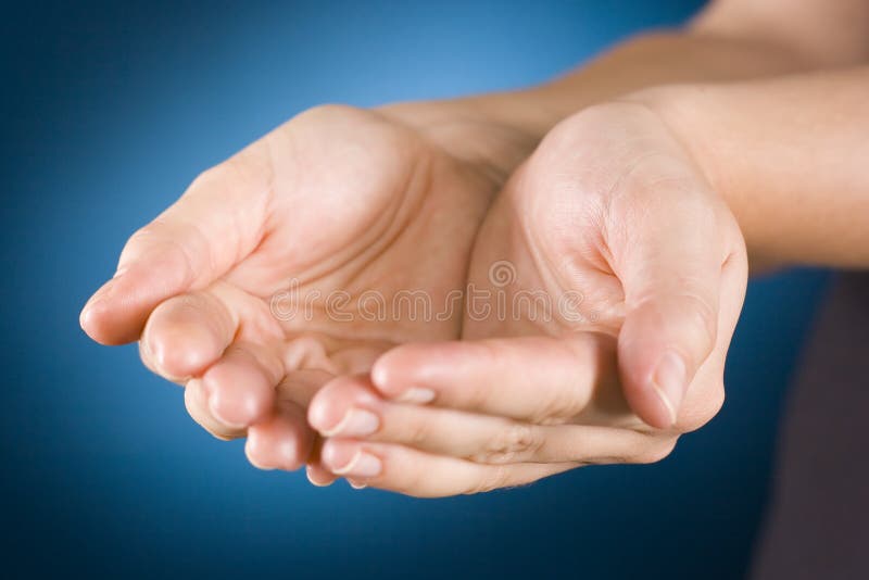 Body language - woman's cupped hands. Body language - woman's cupped hands