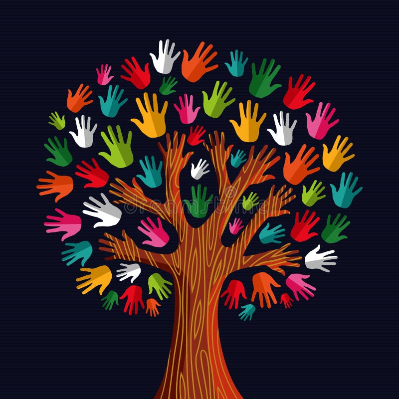 Mãos da árvore da diversidade ilustração royalty free Mãos da árvore da diversidade ilustração royalty free