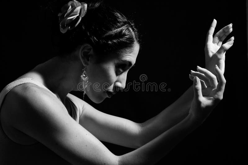 Artistic portrait of young dancer woman in black and white. Artistic portrait of young dancer woman in black and white
