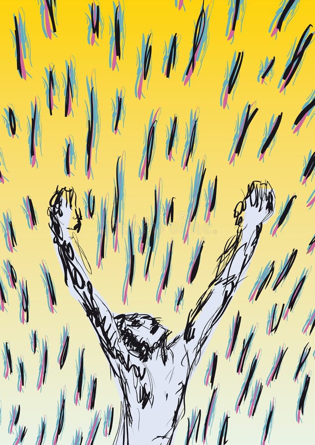 Mãos do homem ao céu ilustração royalty free