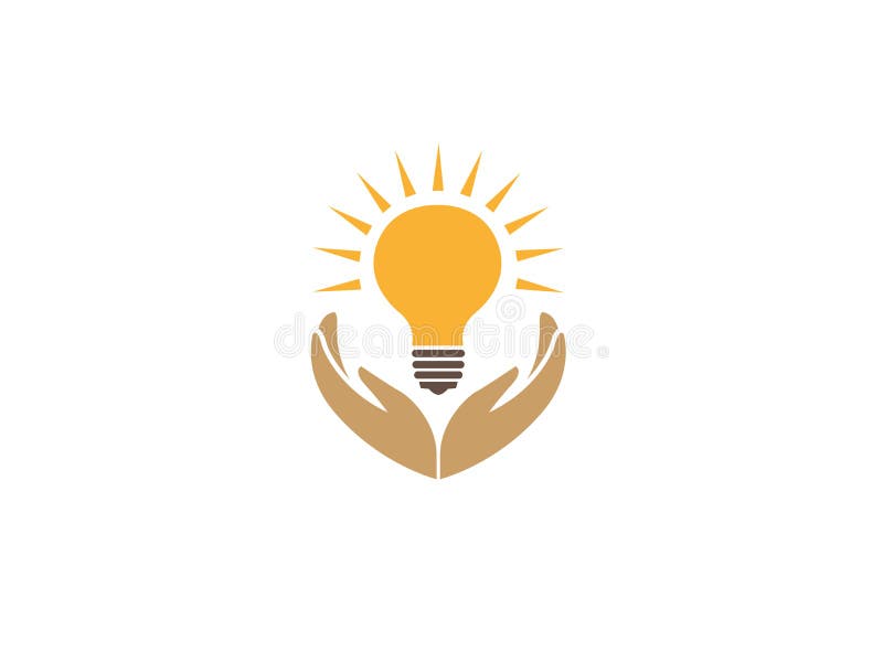 Mãos que guardam uma lâmpada com feixe para salvar a energia para a ilustração do projeto do logotipo ilustração royalty free Mãos que guardam uma lâmpada com feixe para salvar a energia para a ilustração do projeto do logotipo ilustração royalty free