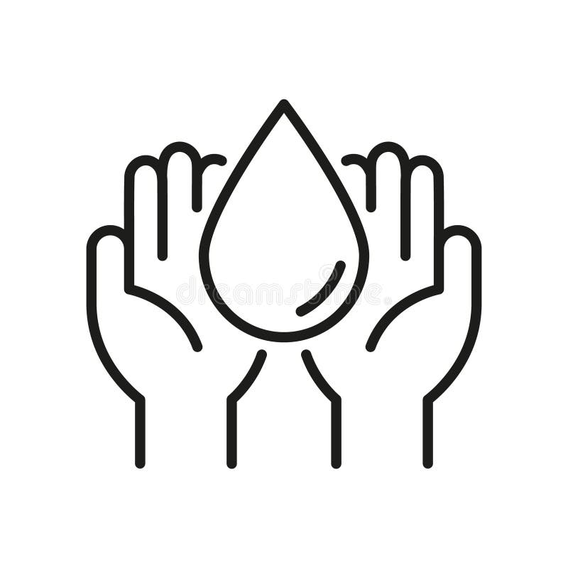 Mãos Segurando Ícone da Linha de Largura de Água. . ilustração royalty free