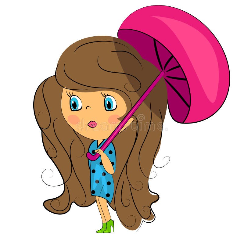 Mädchen des Brunette beauty.fashion mit Regenschirm lizenzfreie abbildung Mädchen des Brunette beauty.fashion mit Regenschirm lizenzfreie abbildung