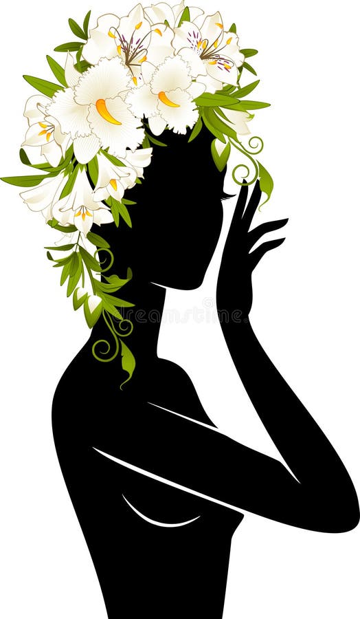 Mädchen im Hut von den Blumen lizenzfreie abbildung Mädchen im Hut von den Blumen lizenzfreie abbildung