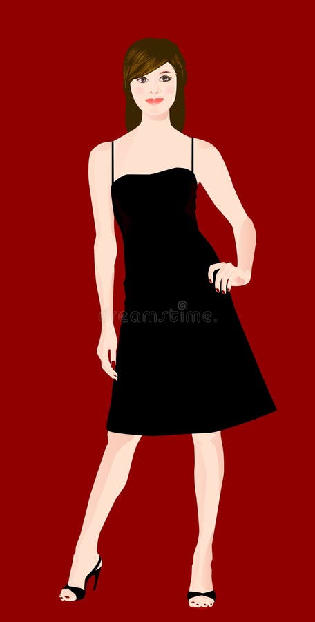 Mädchen im schwarzen Kleid vektor abbildung