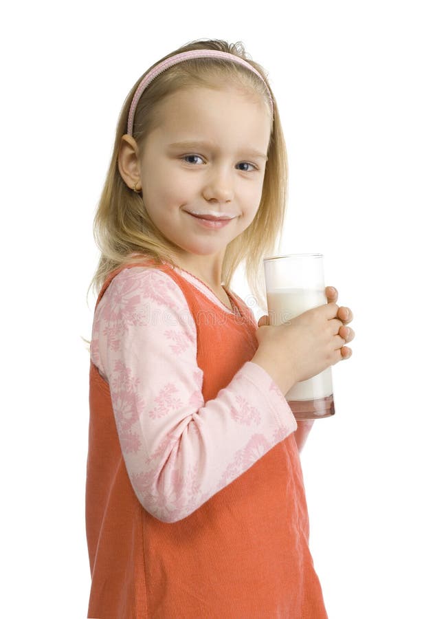 Mädchen mit dem milchigen Schnurrbart lizenzfreies stockfoto Mädchen mit dem milchigen Schnurrbart lizenzfreies stockfoto