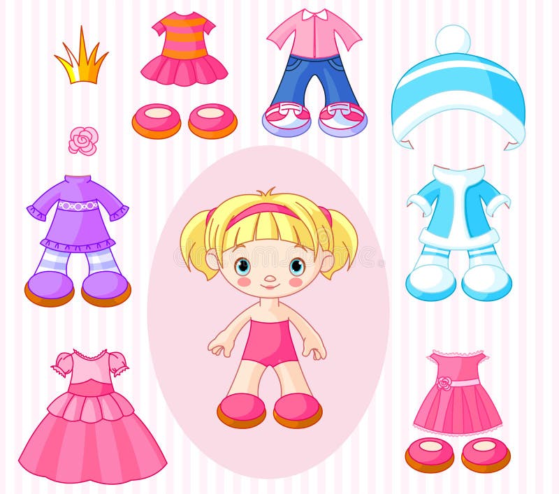 Paper Doll with different clothes. Paper Doll with different clothes