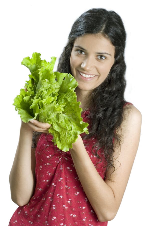 Mädchen mit Kopfsalat lizenzfreies stockbild Mädchen mit Kopfsalat lizenzfreies stockbild