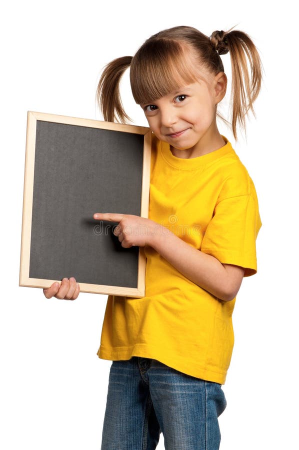 Mädchen mit Tafel lizenzfreies stockbild