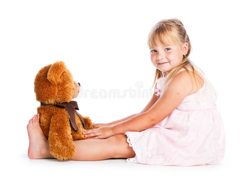 Mädchen mit Teddybär stockfoto