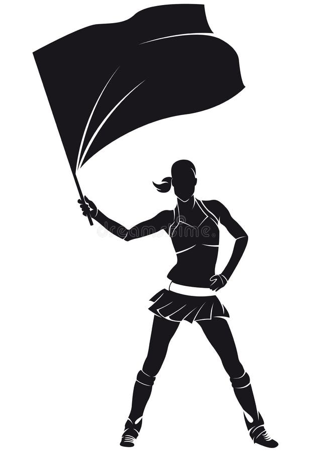 Mädchen vom Stützungskonsortium, Cheerleader mit Flagge lizenzfreie abbildung Mädchen vom Stützungskonsortium, Cheerleader mit Flagge lizenzfreie abbildung