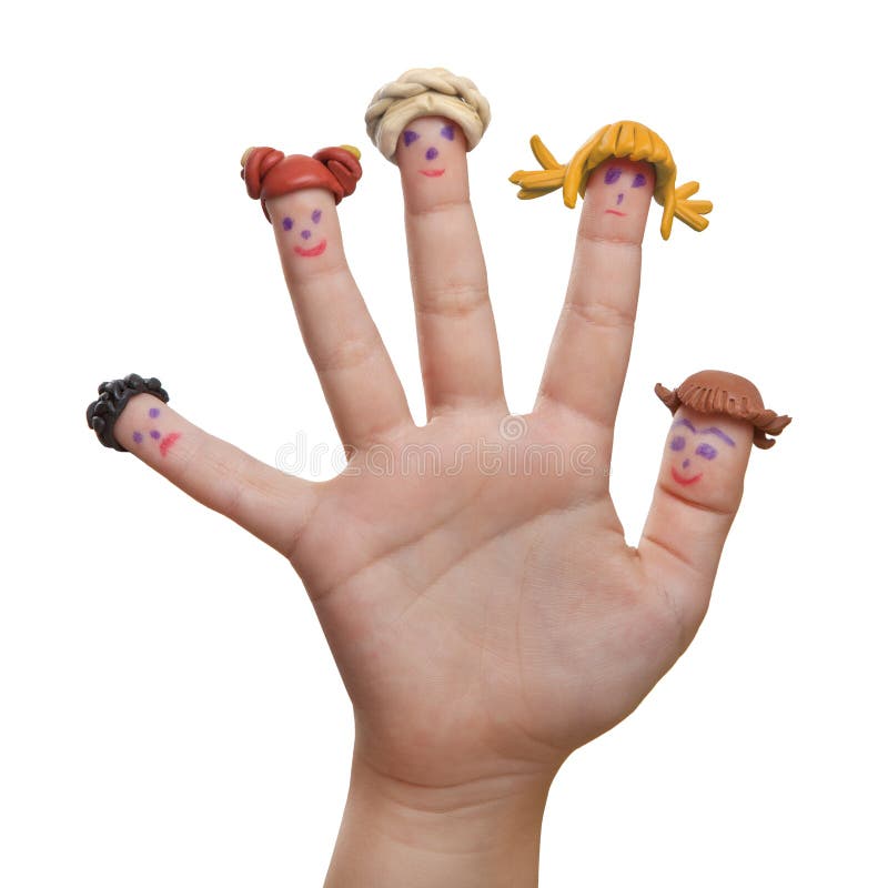 Männer gezeichnet auf die Finger mit Plasticineperücken lizenzfreie stockfotos Männer gezeichnet auf die Finger mit Plasticineperücken lizenzfreie stockfotos