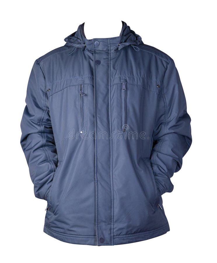 Männerjacke in einer Kapuze auf weißem Untergrund Vorderansicht der Windschutzjacke lizenzfreies stockbild Männerjacke in einer Kapuze auf weißem Untergrund Vorderansicht der Windschutzjacke lizenzfreies stockbild