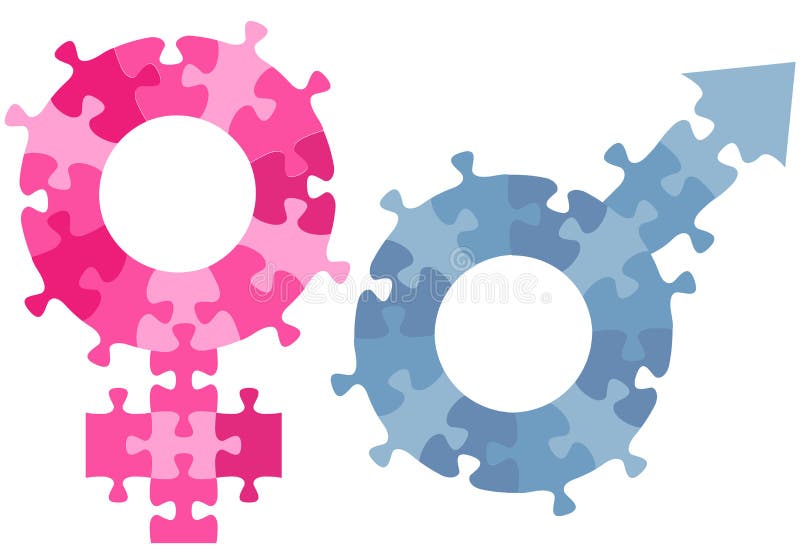 Männlich-weibliche Puzzlestücke des Geschlechtsgeschlechtssymbols vektor abbildung Männlich-weibliche Puzzlestücke des Geschlechtsgeschlechtssymbols vektor abbildung