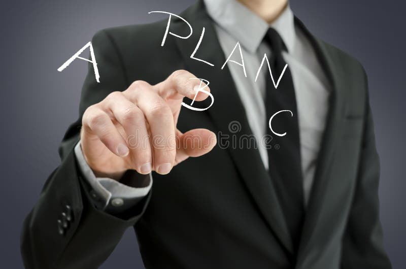 Männliche Hand, die Plan B auf einem virtuellen Schirm wählt stockfotos Männliche Hand, die Plan B auf einem virtuellen Schirm wählt stockfotos