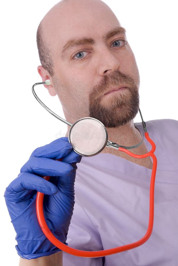 Männlicher Doktor mit stethescope lizenzfreie stockfotos Männlicher Doktor mit stethescope lizenzfreie stockfotos