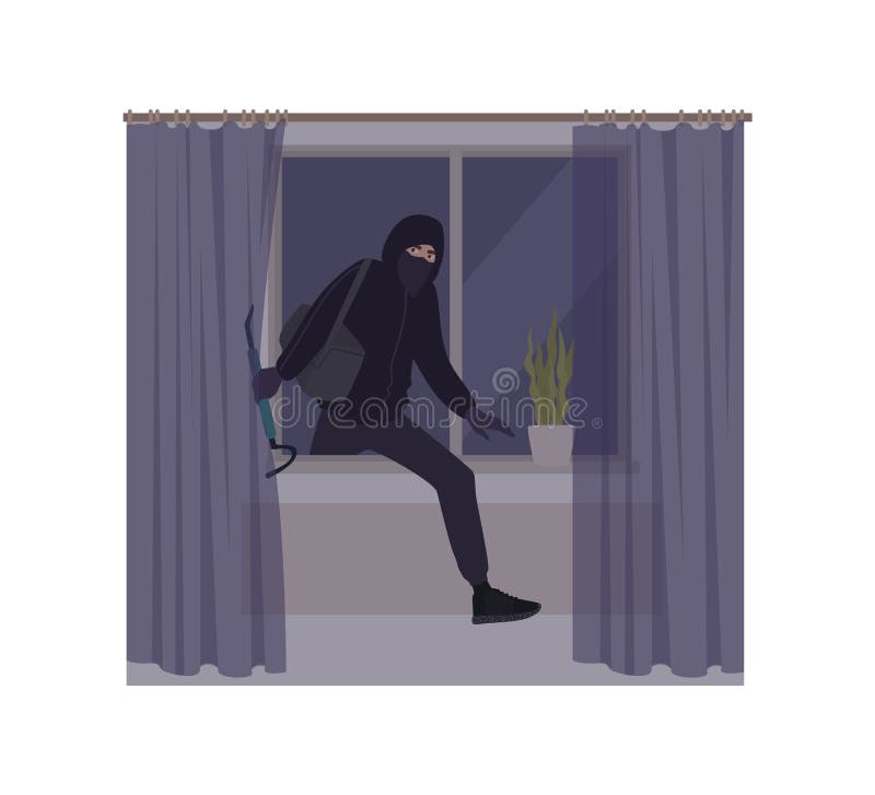 Männlicher Einbrecher tragende Maske und Hoodie, die Haus oder Wohnung einlaufen Diebstahl, Einbruch oder Housebreaking Dieb, Ein lizenzfreie abbildung Männlicher Einbrecher tragende Maske und Hoodie, die Haus oder Wohnung einlaufen Diebstahl, Einbruch oder Housebreaking Dieb, Ein lizenzfreie abbildung