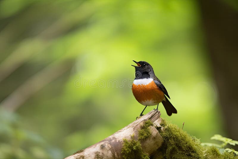 Männlicher Rotstart in einem ruhigen Wald vektor abbildung