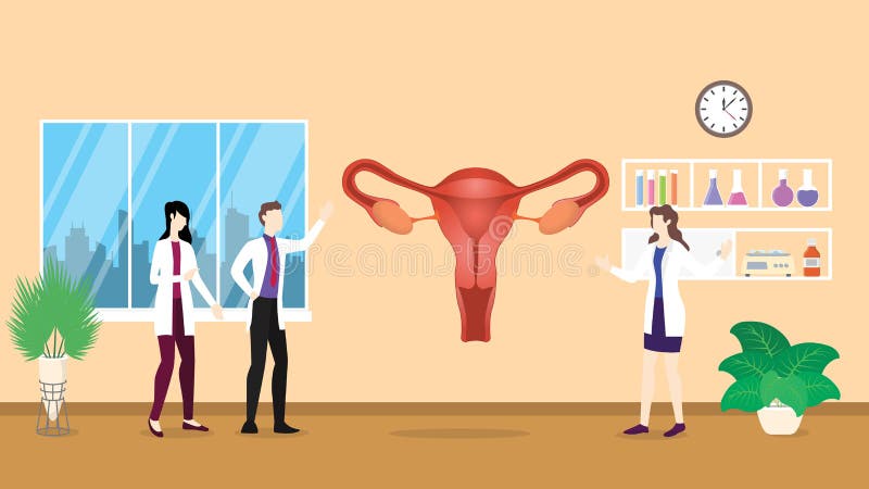 Mänsklig analys för undersökning för hälsovård för ovariumanatomistruktur som identifierar vid doktorsfolk på sjukhuset - stock illustrationer Mänsklig analys för undersökning för hälsovård för ovariumanatomistruktur som identifierar vid doktorsfolk på sjukhuset - stock illustrationer