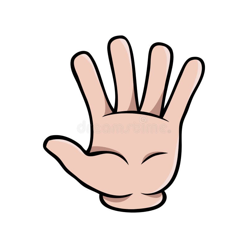 Mänsklig tecknad filmhand som visar fem fingrar