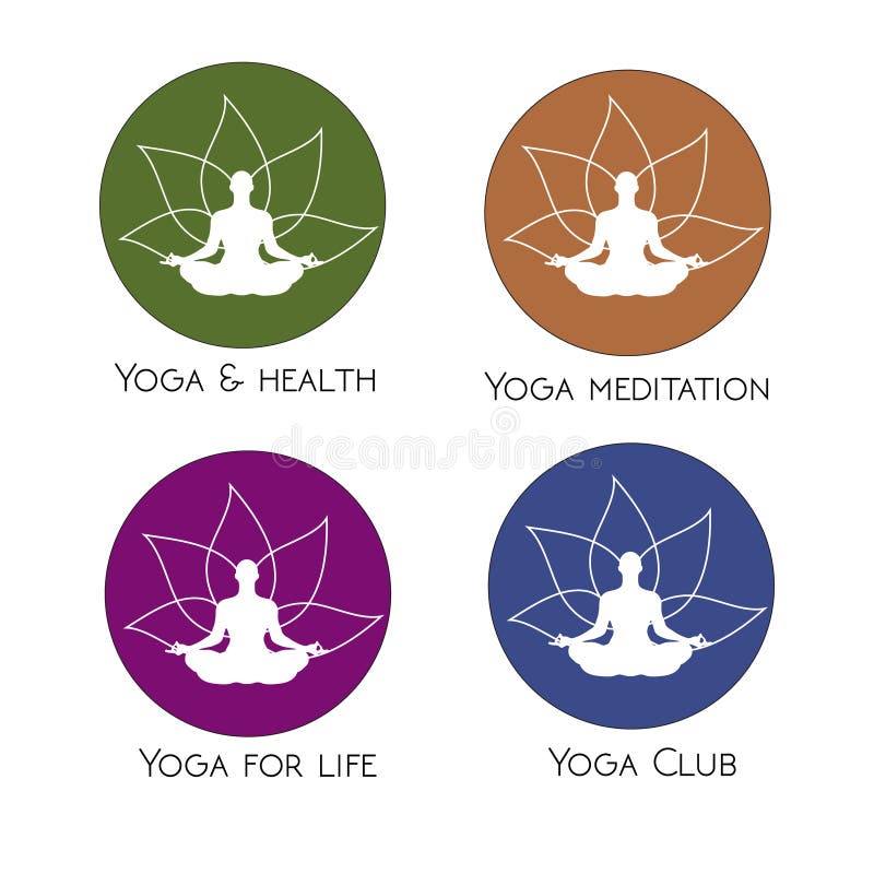 Mänsklig yogaform i abstrakt lotusblommasymbol vektor illustrationer