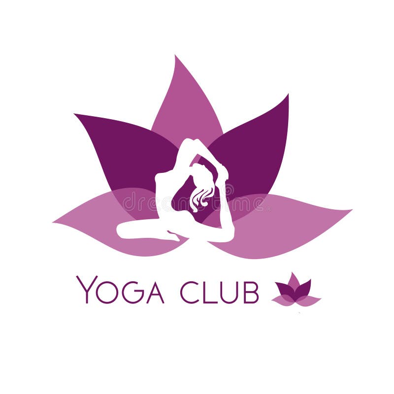 Mänsklig yogaform i abstrakt lotusblommasymbol stock illustrationer