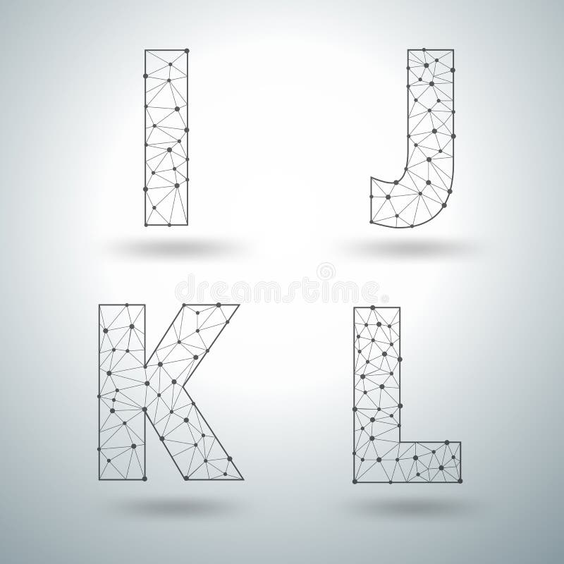 Märker det stilfulla alfabetet för vektoringreppet I J K L