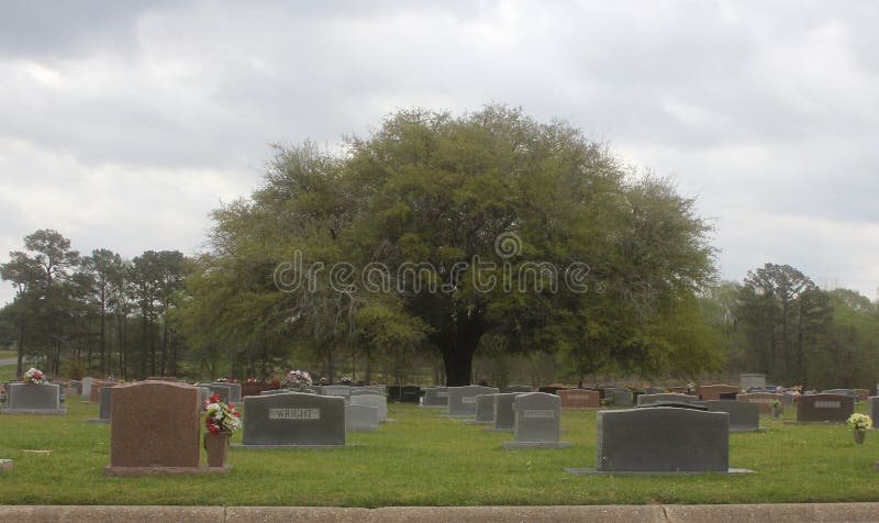 Kilgore TX - March 24, 2024: Kilgore Memorial Gardens Cemetery on Cloudy Day Located in Kilgore Texas. Kilgore TX - March 24, 2024: Kilgore Memorial Gardens Cemetery on Cloudy Day Located in Kilgore Texas