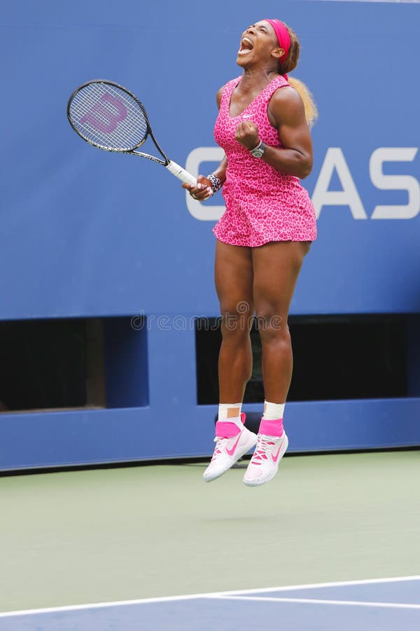 NEW YORK- AUGUST 30: Grand Slam champion Serena Williams during third round match at US Open 2014 against Varvara Lepchenko at Billie Jean King National Tennis Center on August 30, 2014 in New York. NEW YORK- AUGUST 30: Grand Slam champion Serena Williams during third round match at US Open 2014 against Varvara Lepchenko at Billie Jean King National Tennis Center on August 30, 2014 in New York