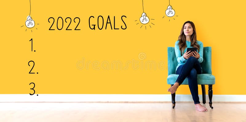 Mål 2022 med unga kvinnor royaltyfri foto