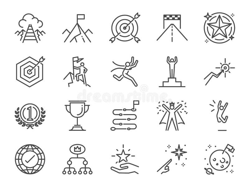 Vector and illustration: Goal and achievement icon set. Included the icons as achieve, success, target, roadmap, finish, celebrate, happy and more. Vector and illustration: Goal and achievement icon set. Included the icons as achieve, success, target, roadmap, finish, celebrate, happy and more