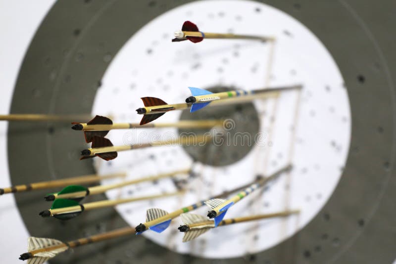 Arrows for the sports of archery in target. Shallow depth of fields. Arrows for the sports of archery in target. Shallow depth of fields