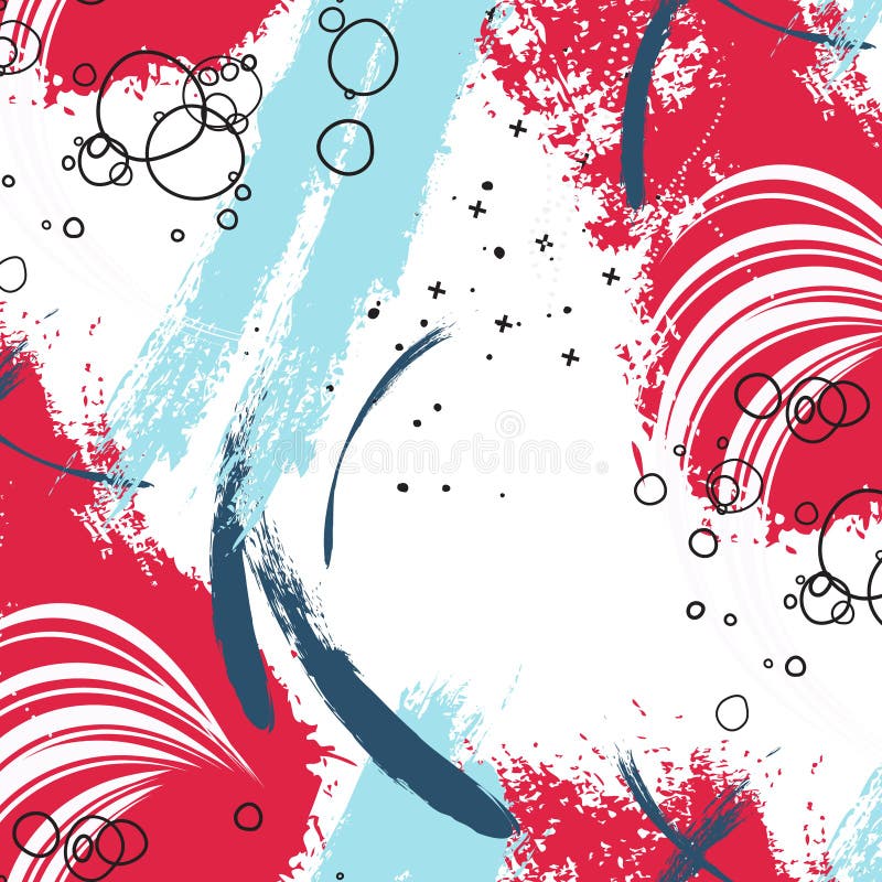 Målarfärgbakgrundsaffisch Befläcka den moderiktiga urklippsbokräkningen, rött blått tryck för modern tygkontrast Idérik innegrej
