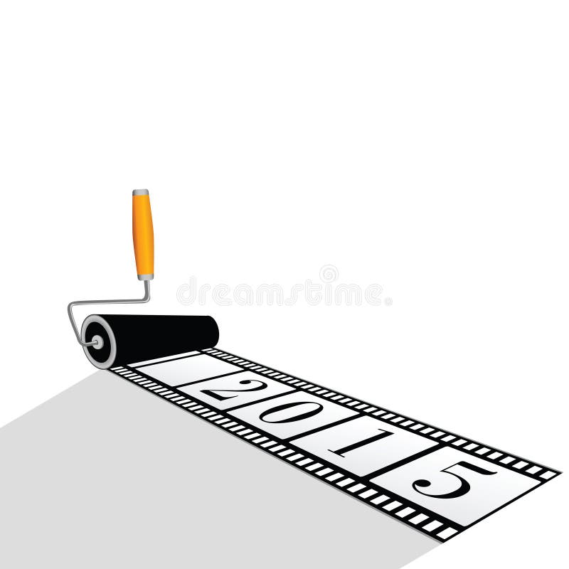 Målarfärgrulle med filmen för 2015 år vektor stock illustrationer Målarfärgrulle med filmen för 2015 år vektor stock illustrationer
