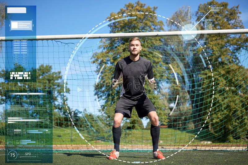 Målvakt eller fotbollspelare på fotbollmålet arkivbilder Målvakt eller fotbollspelare på fotbollmålet arkivbilder
