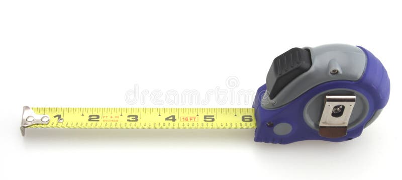 Blue and Gray Tape Measure White Background. Blue and Gray Tape Measure White Background