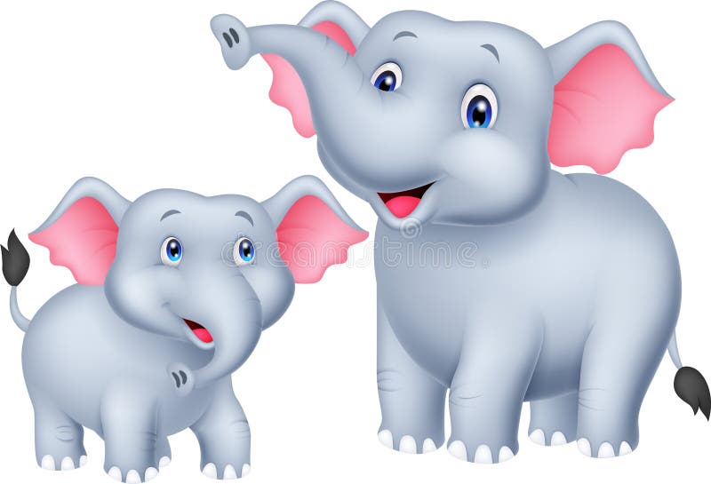 Mère de bande dessinée et éléphant de bébé illustration de vecteur Mère de bande dessinée et éléphant de bébé illustration de vecteur