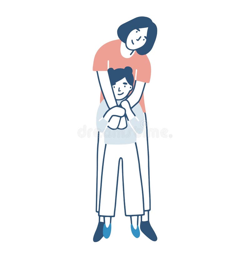 Mère et fille de sourire chaudement étreignant ou caressant Maman se tenant derrière la fille d'enfant et l'embrassant Aimer heur illustration libre de droits Mère et fille de sourire chaudement étreignant ou caressant Maman se tenant derrière la fille d'enfant et l'embrassant Aimer heur illustration libre de droits