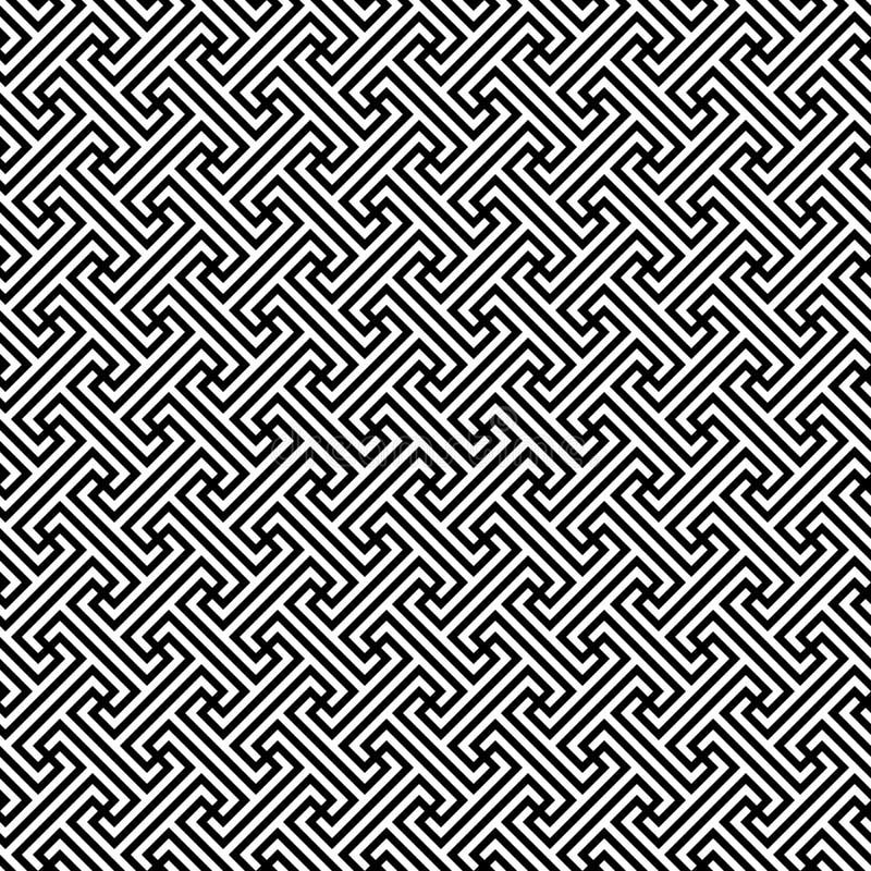 Méandre diagonal continu motif répété par frette grecque classique Dirigez la configuration sans joint Fond noir et blanc simple illustration stock Méandre diagonal continu motif répété par frette grecque classique Dirigez la configuration sans joint Fond noir et blanc simple illustration stock