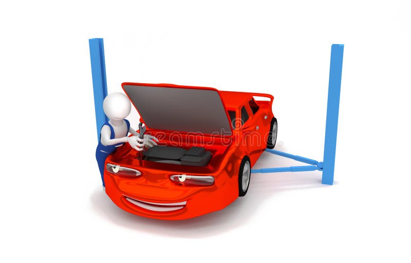 Mécanicien automobile - réparation de moteur illustration libre de droits Mécanicien automobile - réparation de moteur illustration libre de droits