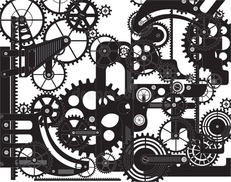 Mécanisme d'engrenages d'art abstrait machine automatisée illustration stock