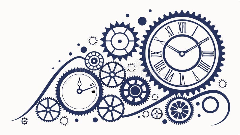 Mécanisme d'engrenages style horloge industrielle âge et temps technologie conception vectorielle Génération AI illustration stock