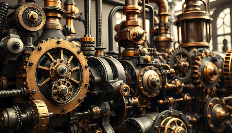 Mécanismes d'engrenages Steampunk design industriel et pièces mécaniques Stock Photo Génération AI illustration stock