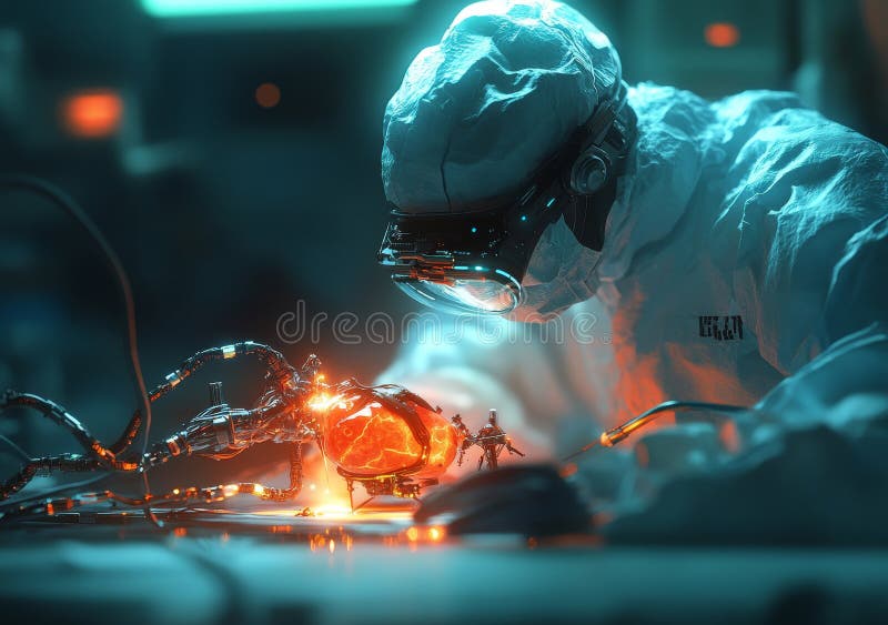 Médecin futuriste utilisant des outils avancés pour les procédures médicales. Un médecin futuriste utilisant des outils de pointe pour les procédures médicales
