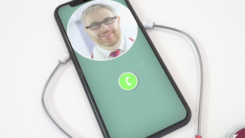 Médecin sur l'écran du téléphone intelligent et du stéthoscope avec le drapeau du Qatar. La télémédecine du qatar