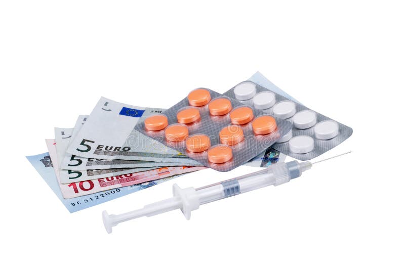 Médicaments délivrés sur ordonnance sur un argent images libres de droits Médicaments délivrés sur ordonnance sur un argent images libres de droits