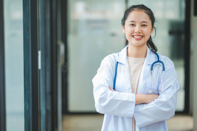 Portrait doctor with a stethoscope stands confidently ready to provide health care to patients in hospitals or clinics. Portrait doctor with a stethoscope stands confidently ready to provide health care to patients in hospitals or clinics.