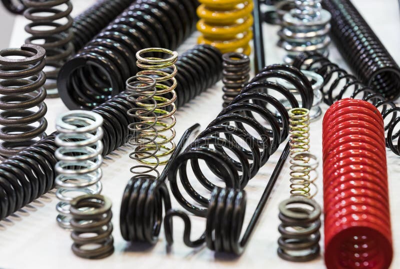 Multicolored metal of different sizes car springs. Multicolored metal of different sizes car springs